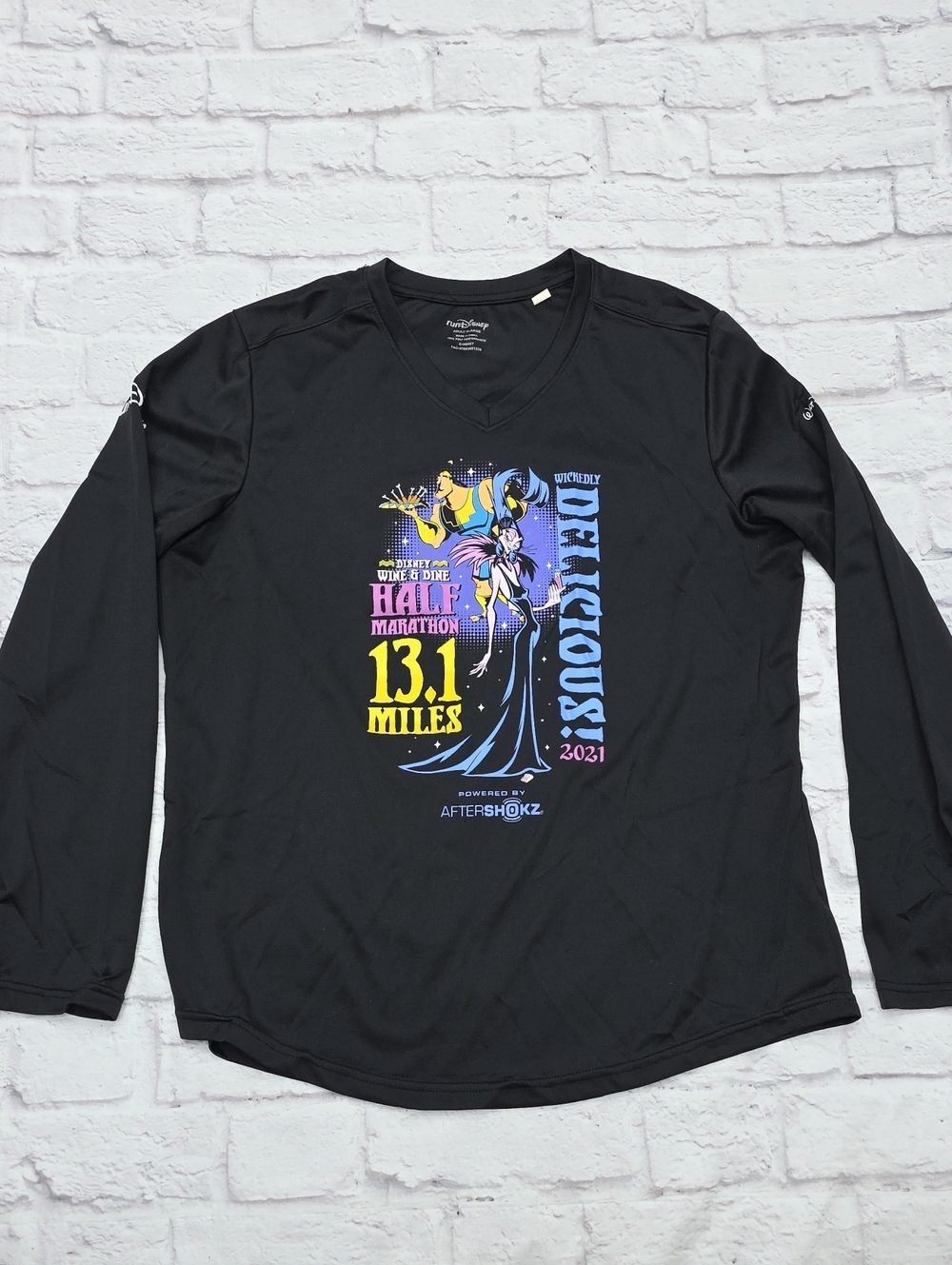 Run Disney 2021 Wine Dine Half Marathon L/S Shirt Black Adult Sz XL Kronk Yzma